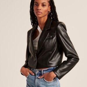 Abercrombie Cropped Black Leather Women's Jacket